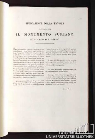 Spiegazione della Tavola rappresentante il Monumento Suriano nella Chiesa di S. Stefano
