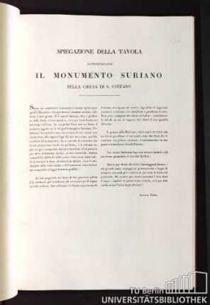 Spiegazione della Tavola rappresentante il Monumento Suriano nella Chiesa di S. Stefano
