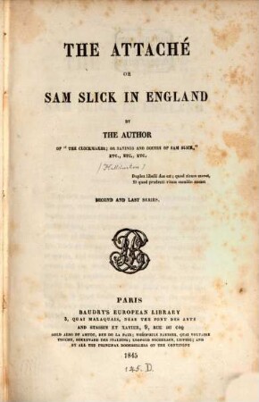 The Attaché or Sam Slick in England