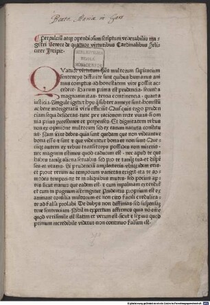 De quatuor virtutibus Cardinalibus