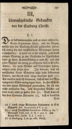 III. Unmaßgebliche Gedanken von der Salbung Christi