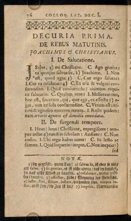 76-82, Decuria Prima. De Rebus Matutinis.