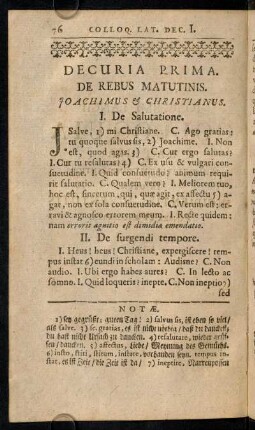 76-82, Decuria Prima. De Rebus Matutinis.