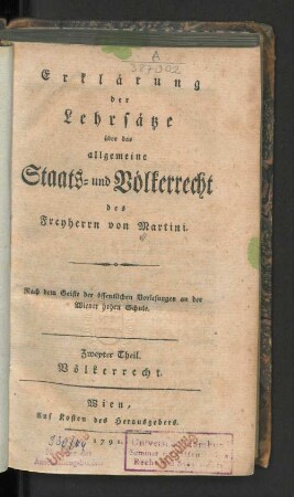Zweyter Theil: Völkerrecht