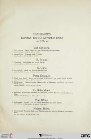 Versteigerung Dienstag, den 30. November von 10 Uhr ab (Nr. 1-180)
