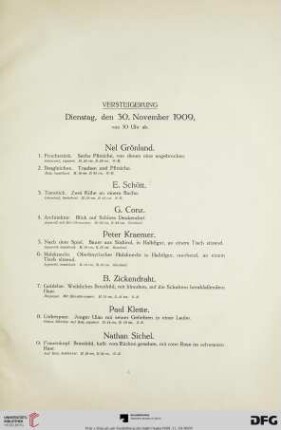 Versteigerung Dienstag, den 30. November von 10 Uhr ab (Nr. 1-180)