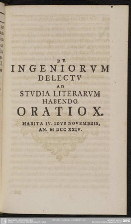 X. De ingeniorum delectu ad studia literatum habendo