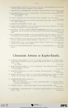Chinesische Arbeiten in Kupfer-Emaille (Nr. 20-26a)