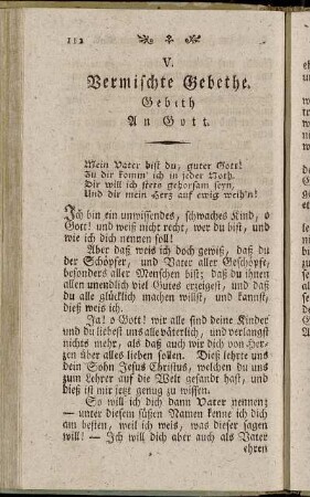Gebeth an Gott. - Gebeth Zur Zeit des Unglücks, oder der Widerwärtigkeiten.