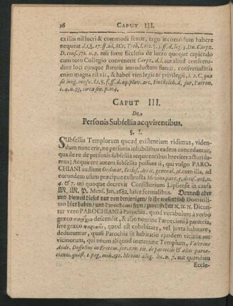 Caput III. De Personis Subsellia acquirentibus.