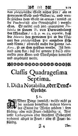 Classis Quadrages. Septima.