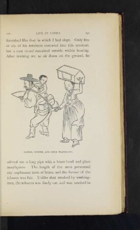 Father, mother, and child travelling.
