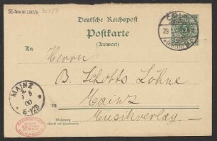 Brief an B. Schott's Söhne : 28.05.1900