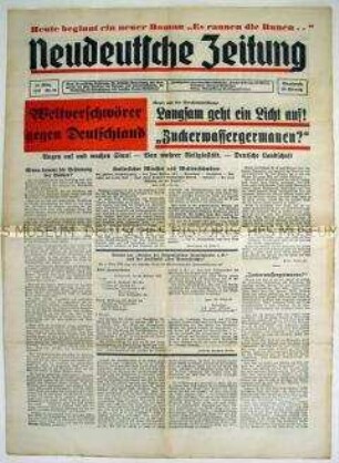 Völkische Wochenzeitung "Neudeutsche Zeitung" u.a. zum Verbot des "Bundes der Runenforscher" in Baden-Württemberg