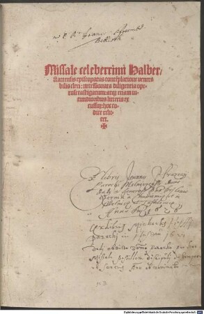 Missale Halberstatense : Acc. Promptuarium ... ecclesiae Verdensis