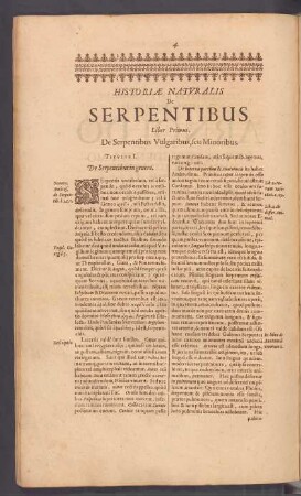 Titulus I. De Serpentibus in genere.