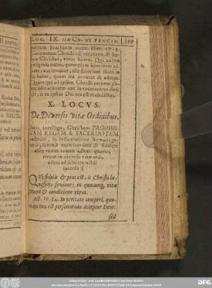 X. Locus. De Diversis vitae Ordinibus.