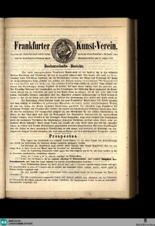 Karlsruher Tagblatt, Frankfurter Kunstverein. Rechenschafts-Bericht