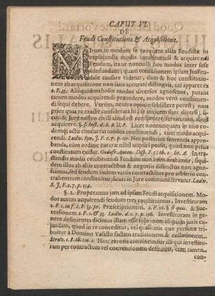 Caput VI. De Feudi Constitutione & Acquisitione.