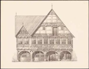 Rathaus, Schwalenberg: Aufriss Vorderansicht 1:50