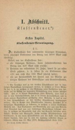 I. Abschnitt. Klassensteuer