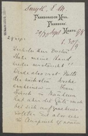 Brief an B. Schott's Söhne : 29.09.1898