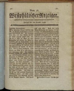Num. 36. Freitags den 2ten Novemb. 1798. - Num. 38 Freitags den 9ten Novemb. 1798.