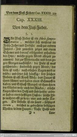 Cap. XXXIII. Von dem Fluß-Fieber