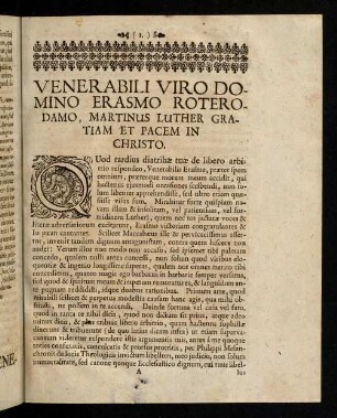 1-227a, Venerabili Viro Domino Erasmo Roterodamo, Martinus Luther Gratiam Et Pacem In Christo.