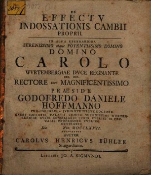 De Effectv Indossationis Cambii Proprii