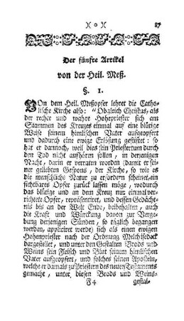 Der fünfte Artikel von der Heil. Meß.