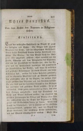 Achtes Hauptstück.