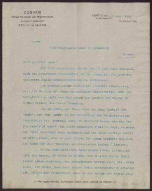 Schreiben an Hermann Muthesius (Brief)