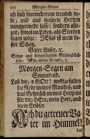 Morgen-Segen am Sonnabend