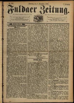Erste Ausgabe vom Sonntag, den 07. Dezember 1890.