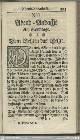 XII. Abend-Andacht Am Sonntag