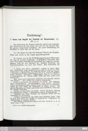 1. Name und Begriff der Ästhetik als Wissenschaft.