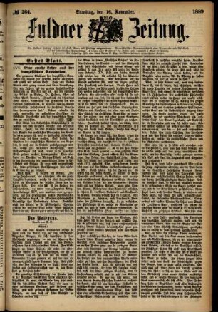 Erste Ausgabe vom Samstag, den 16. November 1889.