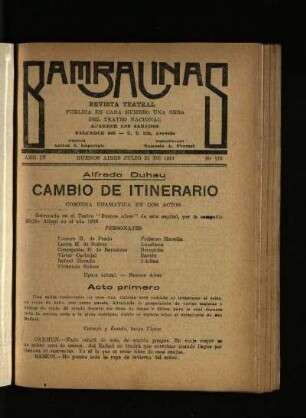 Cambio de itinerario : comedia dramática en dos actos