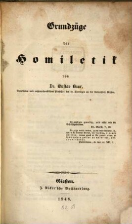 Grundzüge der Homiletik