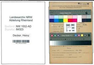 Entnazifizierung Heinz Decker, geb. 29.10.1914 (Angest.)