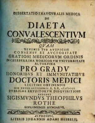 Diss. inaug. med. de diaeta convalescentium