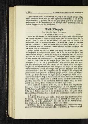 Musik-Pädagogik : 4. Neuzeitliche Fragen ; (Schluß)