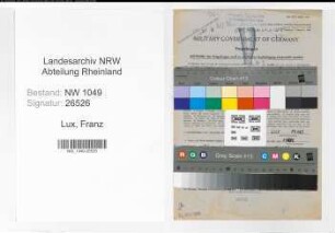 Entnazifizierung Franz Lux , geb. 23.12.1890 (Bahnsekretaer)