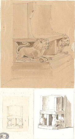 Lange, Ludwig; Lange - Archiv: XI.1 Kandelaber, Wasserbecken - Ansicht, Perspektiven