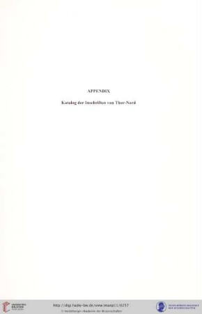 Appendix. Katalog der Inschriften von Thor-Nord