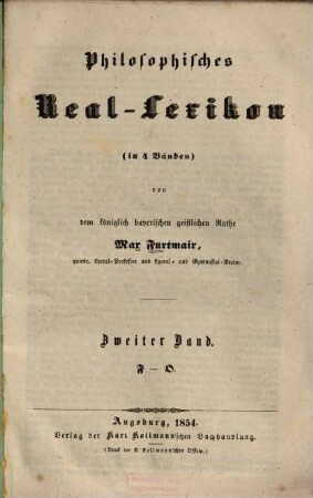 Philosophisches Real-Lexikon : in 4 Bänden, 2. F - O