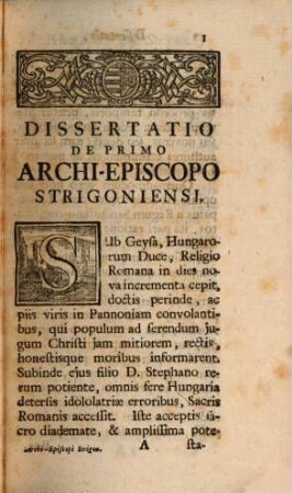 Archi-Episcopi Strigonienses Compendio Dati. 1
