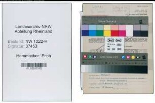 Entnazifizierung Erich Hammacher , geb. 10.08.1904 (Kaufmaennischer Angestellter)