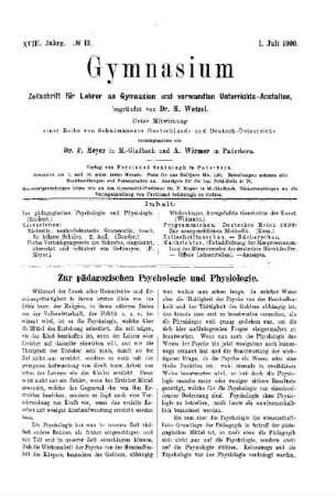 Zur pädagogischen Psychologie und Physiologie